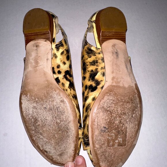 Stuart Wietzman Leather Animal Print Peep Toe Slip On Flats Shoes Womens 7.5 M - Picture 8 of 8
